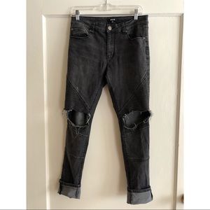 Motorcycle Ribbed Thigh Jeans